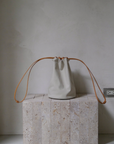 Woven Drawstring Bucket Bag - Ivory
