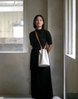 Woven Drawstring Bucket Bag - Ivory
