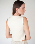 Knit Snap Front Tank - Ivory