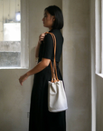 Woven Drawstring Bucket Bag - Ivory