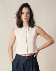 Knit Snap Front Tank - Ivory