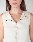 Knit Snap Front Tank - Ivory