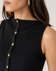 Knit Snap Front Tank - Black